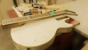 Guitar neck in the workshop